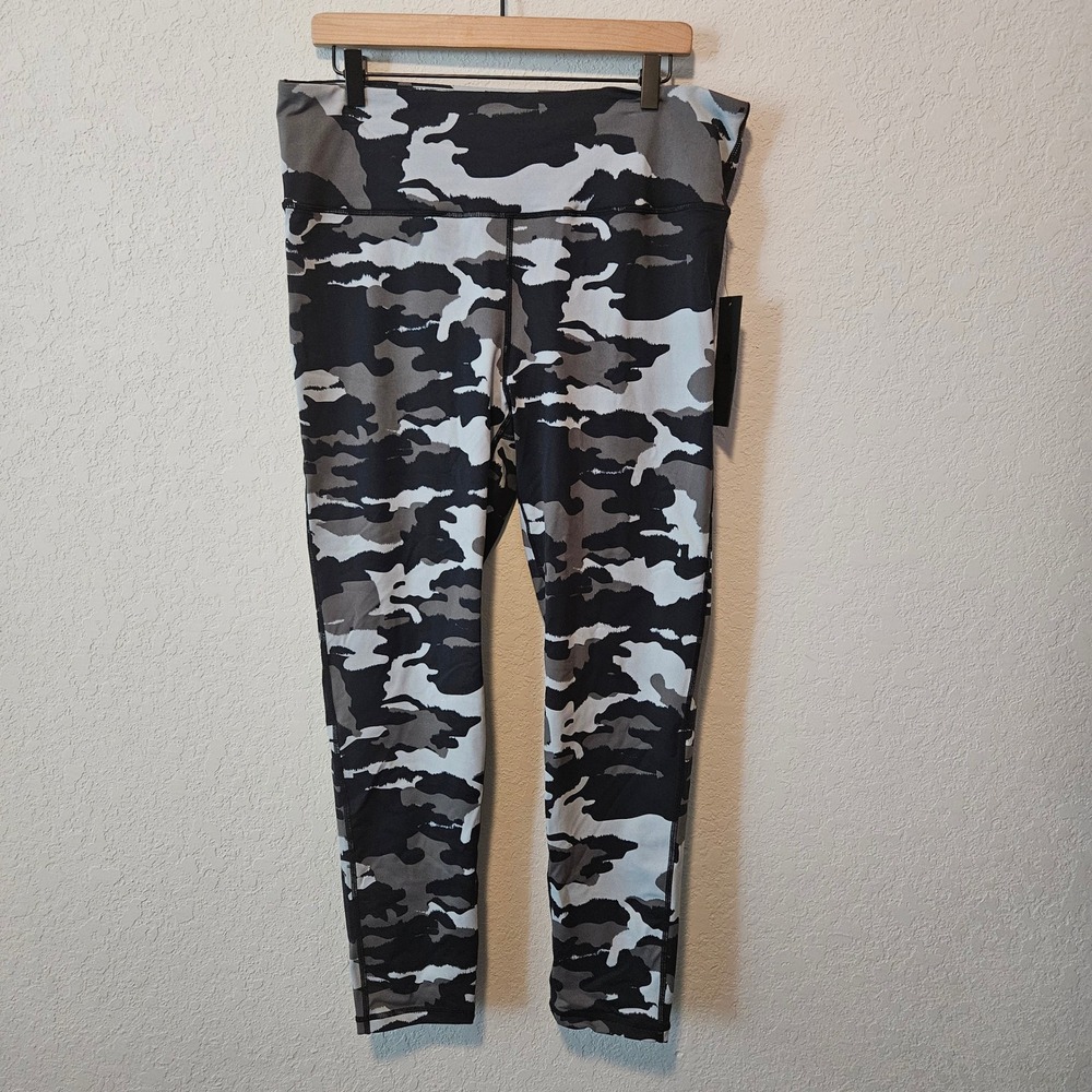 Mono B Grey Camo High Waisted Active Leggings Women's Size 2XL Walking